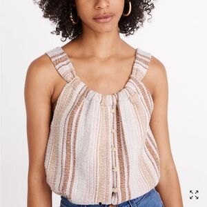 Madewell Texture & Thread Button-Front Swing Tank in Cates Stripe